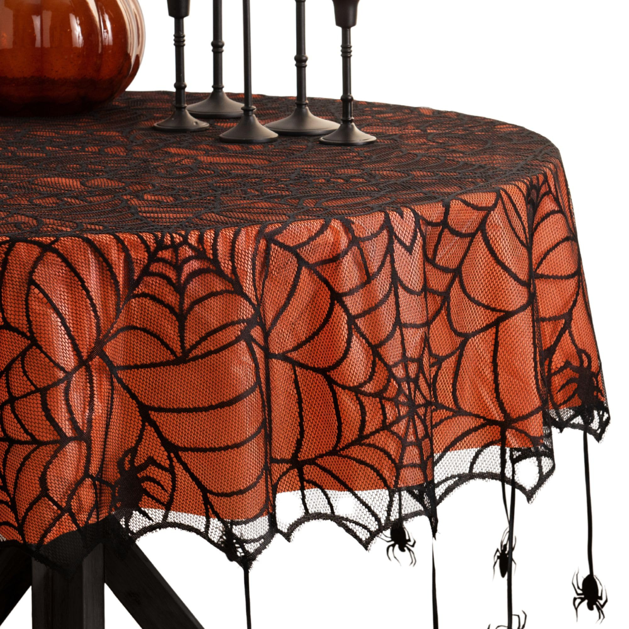 Elrene Home Fashions Crawling Spider Halloween Tablecloth Lace Lined with Removable Orange Plasti... | Amazon (US)