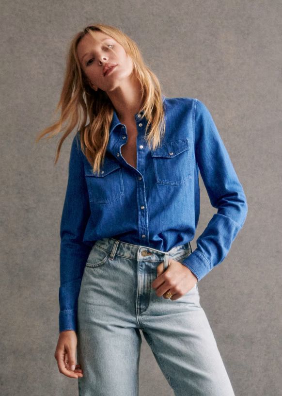 Alba Shirt - Denim Blue - Organic cotton - organic textile - Sézane | Sezane Paris - US