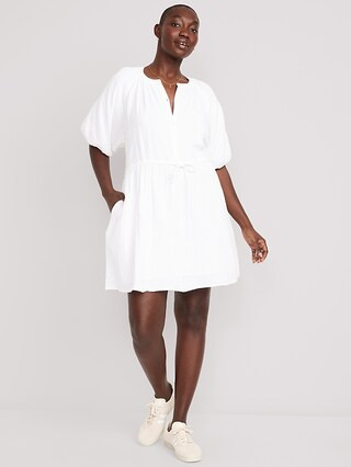 Waist-Defined Puff-Sleeve Mini Poet Dress for Women | Old Navy (US)