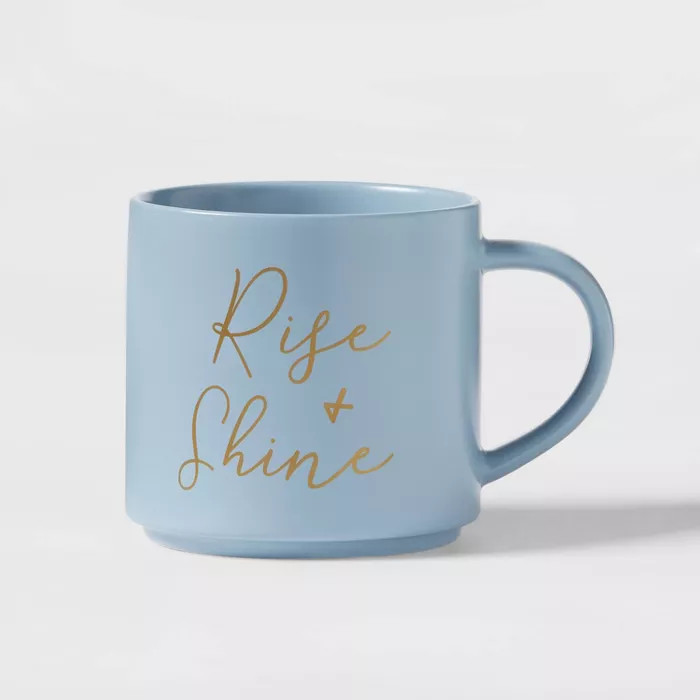 16oz Stoneware Rise and Shine Stacking Mug Blue - Threshold™ | Target