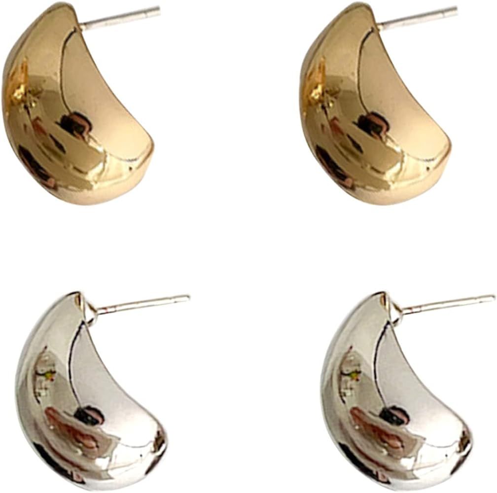 Tear Drop Earring,Gold colour,Silver Colour,Trending Oversized Statement Style (1Pairs) (2PCS GD+... | Amazon (US)