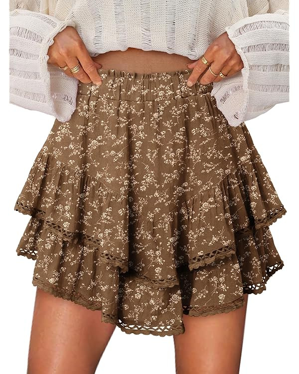 onlypuff Flowy Shorts for Women Ruffle Skorts Mini Skirts High Waisted Teen Gilrs Tennis Skort Su... | Amazon (US)