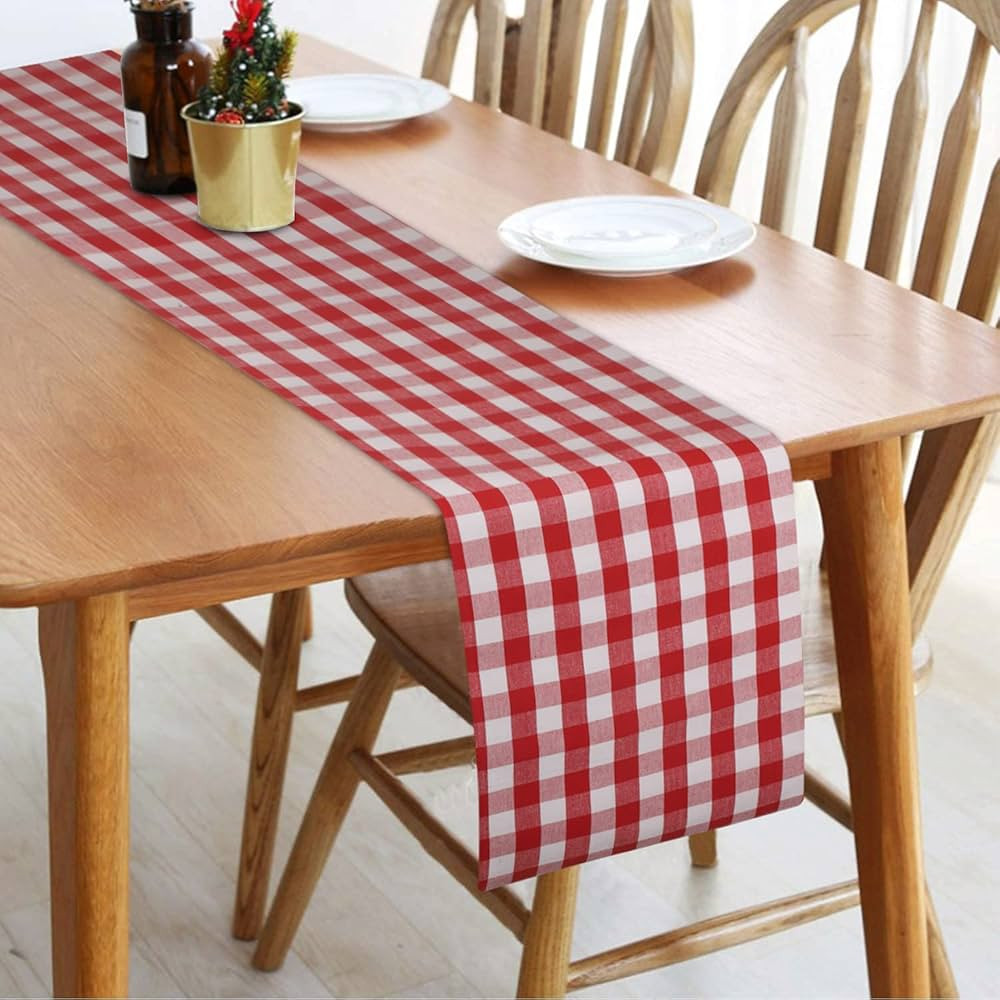 Urban Villa Table Runner 100% Cotton Fused Table Runner 14''x72'' Over Sized Table Runner Red/Whi... | Amazon (US)