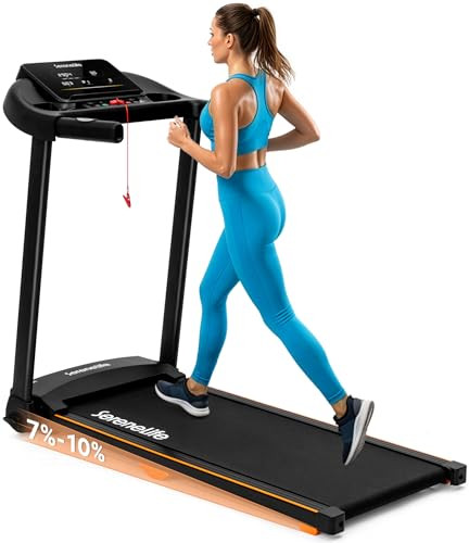 SereneLife Smart Foldable Treadmill with Bluetooth Music, 5 LED Display, Shock Absorption, Advanced App Integration, 2-Level Manual Incline, Portable Treadmill 2.5HP Motor for Optimal Workouts | Amazon (US)
