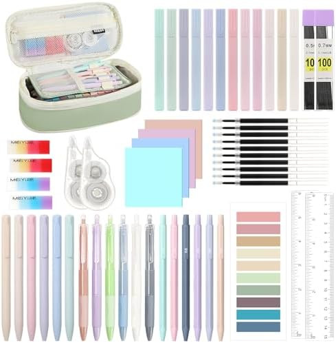 MoKo 56 PCS Aesthetic School Supplies with Pencil Pouch, Cute Stationery Set for Students Office,... | Amazon (US)
