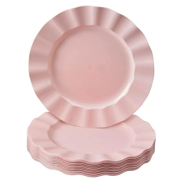 Plastic Plates for Party with Scalloped Rim (10 PC), Disposable Heavy-Duty Dinner Plates for Wedd... | Walmart (US)