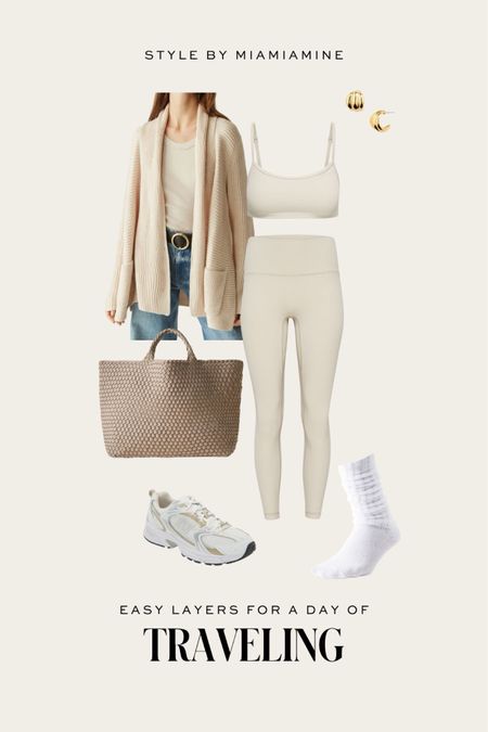 Travel day outfit / casual weekend outfit
Nordstrom cardigan
Aritzia workout set
New balance sneakers 
Naghedi tote 

#LTKfindsunder100 #LTKtravel #LTKfitness