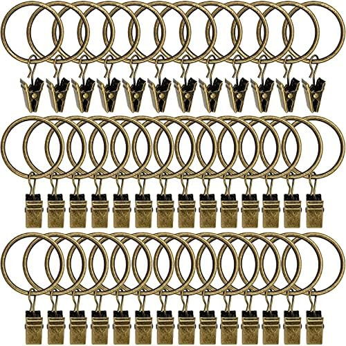 LLPJS 40 Pack Curtain Rings with Clips, Curtain Clip Rings Hooks, Bow Hanger Clips for Hanging Dr... | Amazon (US)