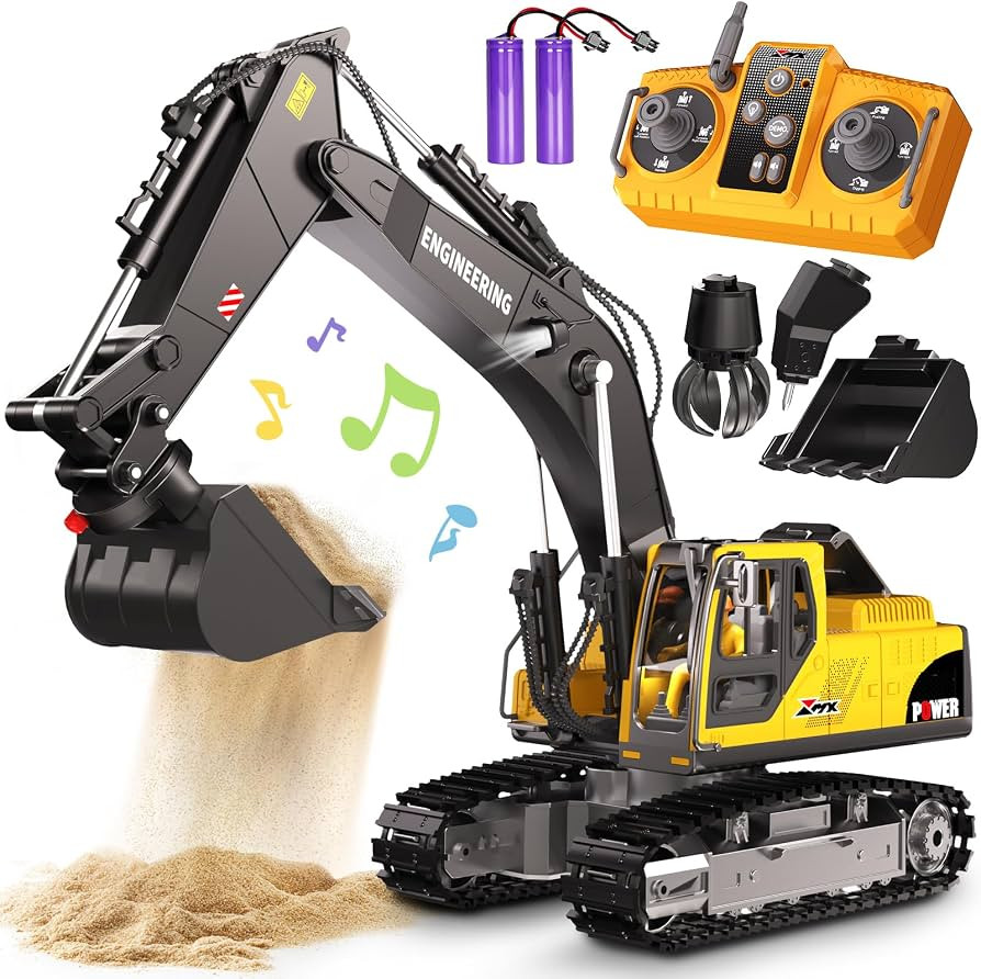 Remote Control Excavator Toys for Boys, 3 in 1 RC Excavator Toy with Alloy Bucket, Rock Breaker, ... | Amazon (US)
