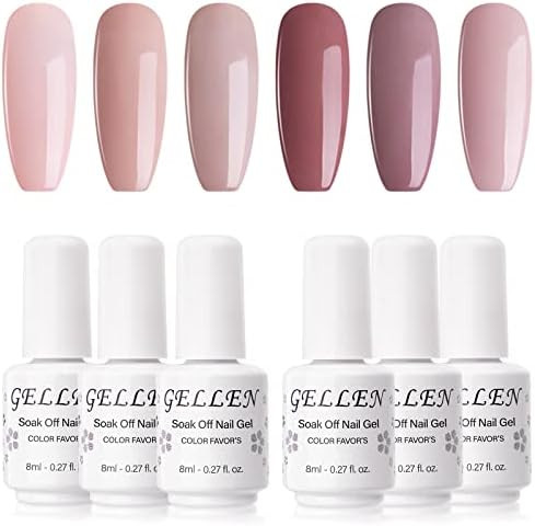 Gellen Gel Nail Polish Kit - 6 Colors Classic Nudes Series Natural Skin Tone, Trendy Pigmented Daily | Amazon (US)