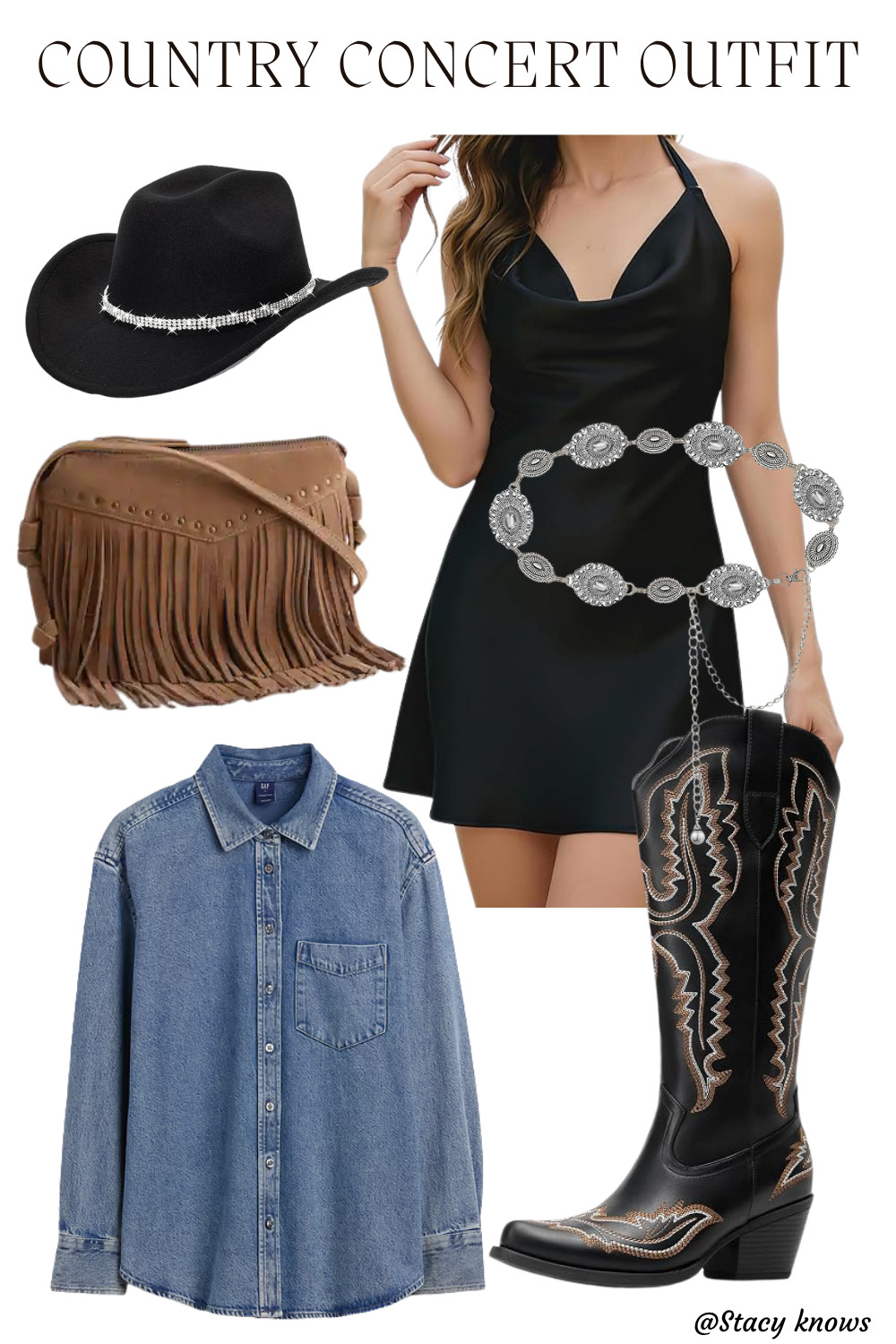 The ultimate country concert uniform.  boots, denim, and a little bit of fringe! Whether you’re heading to an outdoor stadium show or a local festival, this look is the perfect balance of cute and comfortable.
#LTKfashion #CountryConcertOutfit #WesternVibes #SummerOutfits #ConcertInspo #CowboyBoots #LTKunder50 #EverydayWestern 

 #LTKdayinmylife #LTKootd #LTKSeasonal