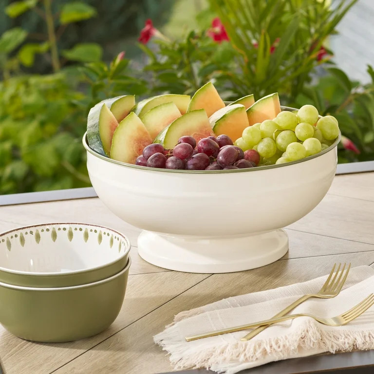 Better Homes & Gardens 2-Tone Steel Footed Bowl - Green - Walmart.com | Walmart (US)