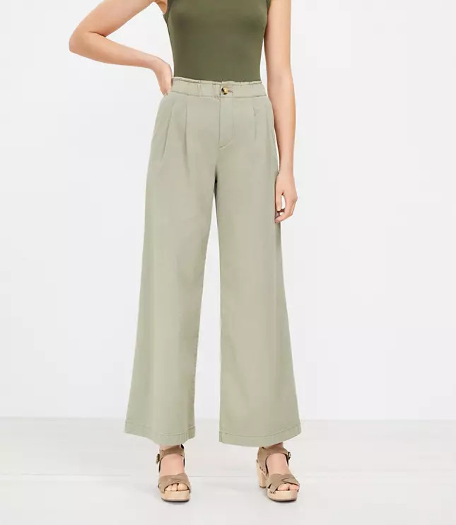 Pull On Palazzo Pants in Twill | LOFT