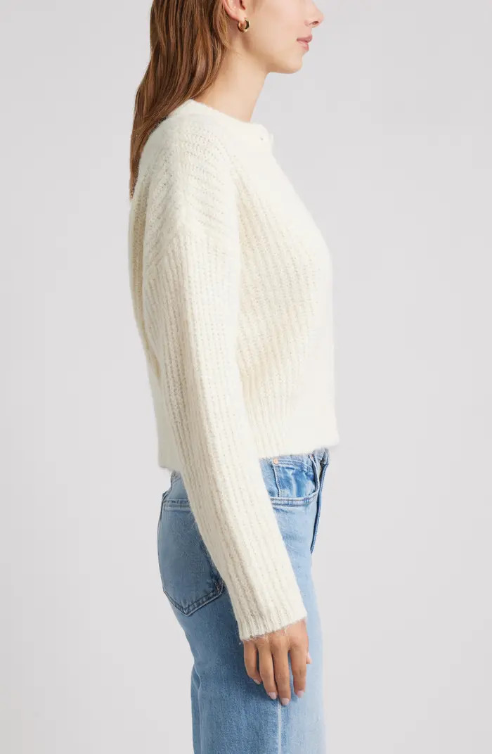 Fuzzy Crewneck Cardigan | Nordstrom
