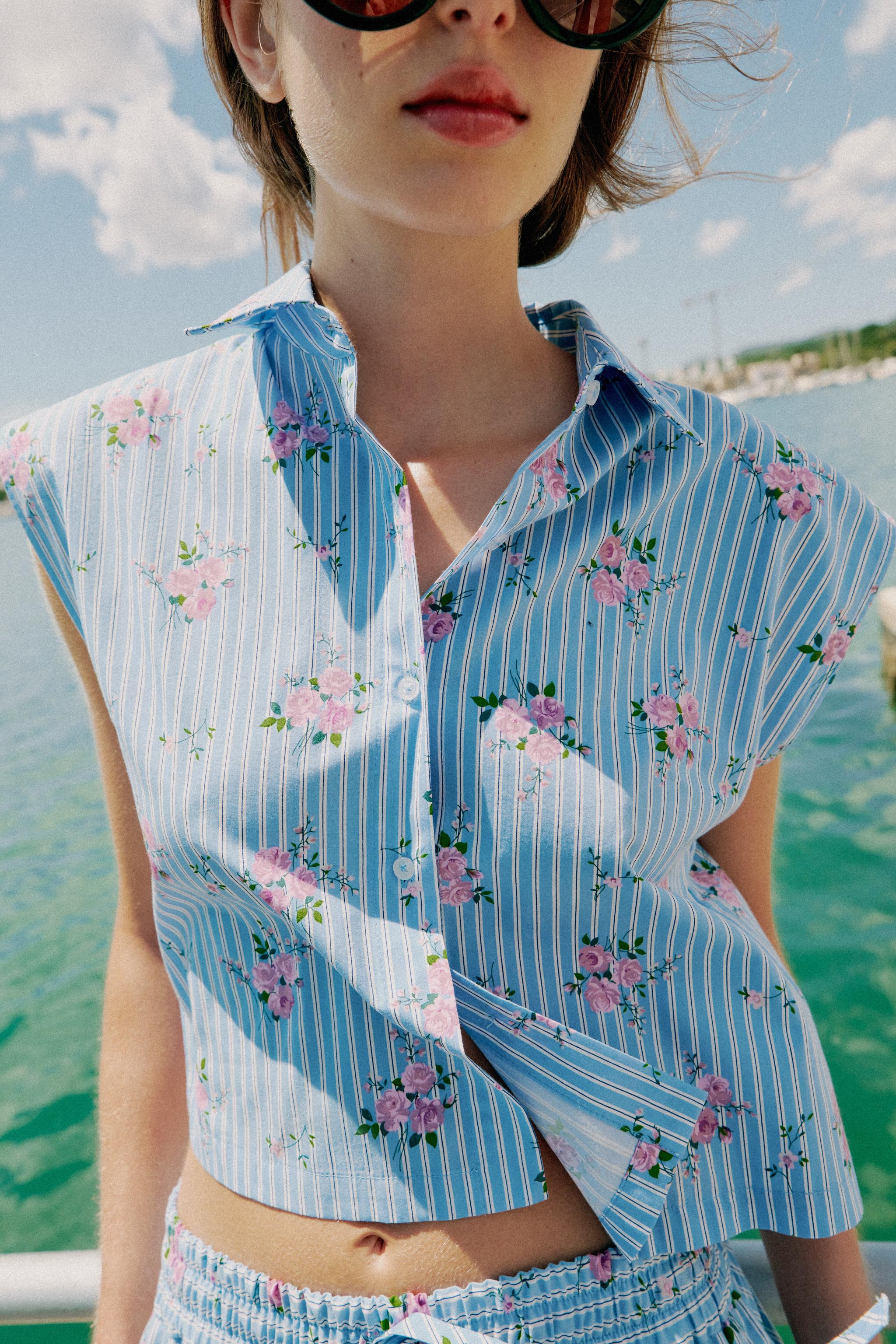 STRIPED SLEEVELESS SHIRT | Zara US