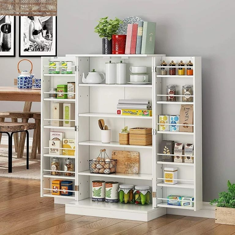 HOMEFORT 41" Kitchen Pantry, Farmhouse Pantry Cabinet, Storage Cabinet with Doors and Adjustable ... | Walmart (US)