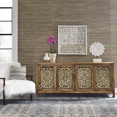 Hayse 32'' Tall Solid Wood 4 - Door Accent Cabinet | Wayfair North America