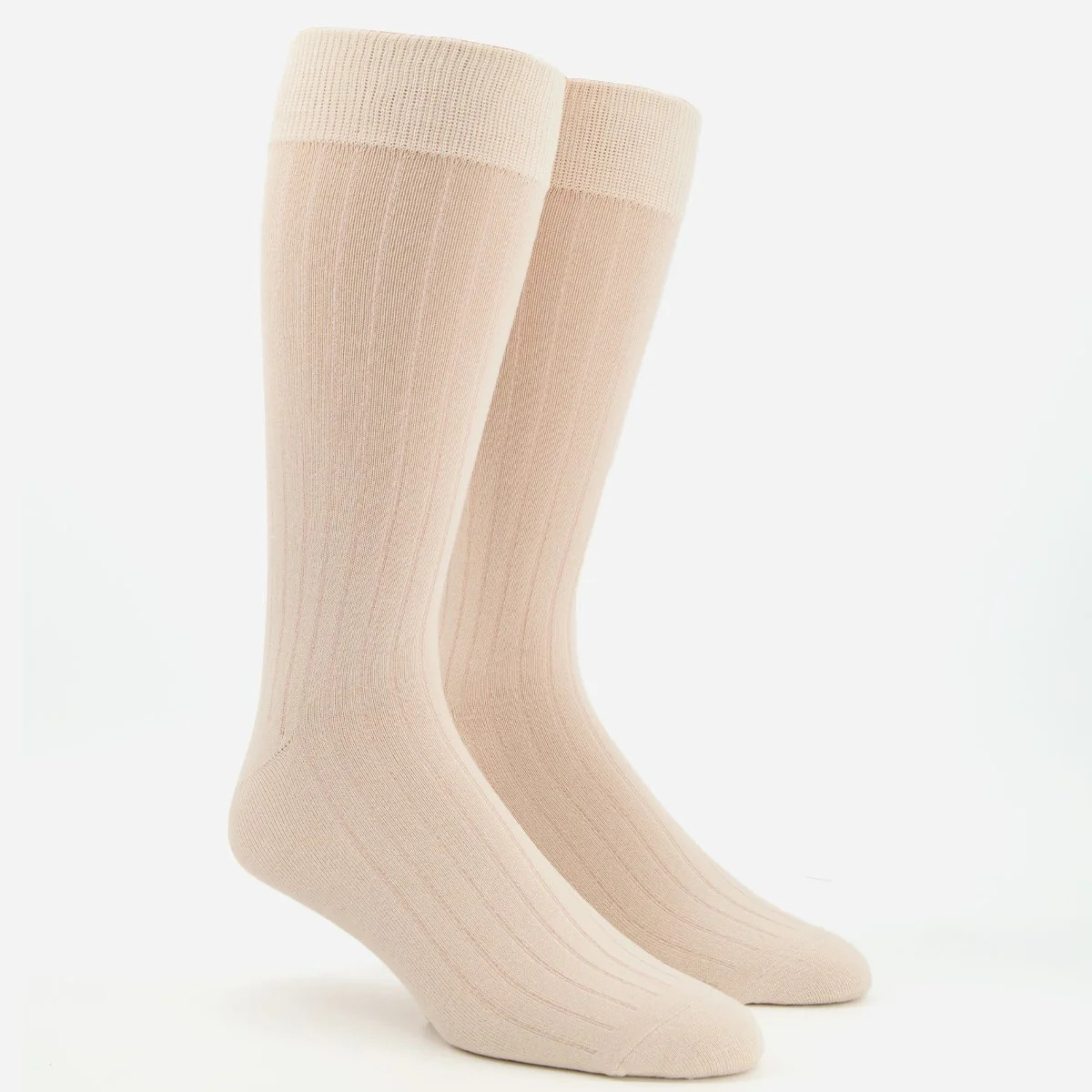 Wide Ribbed Cream Dress Socks | Cotton Socks | Tie Bar | The Tie Bar