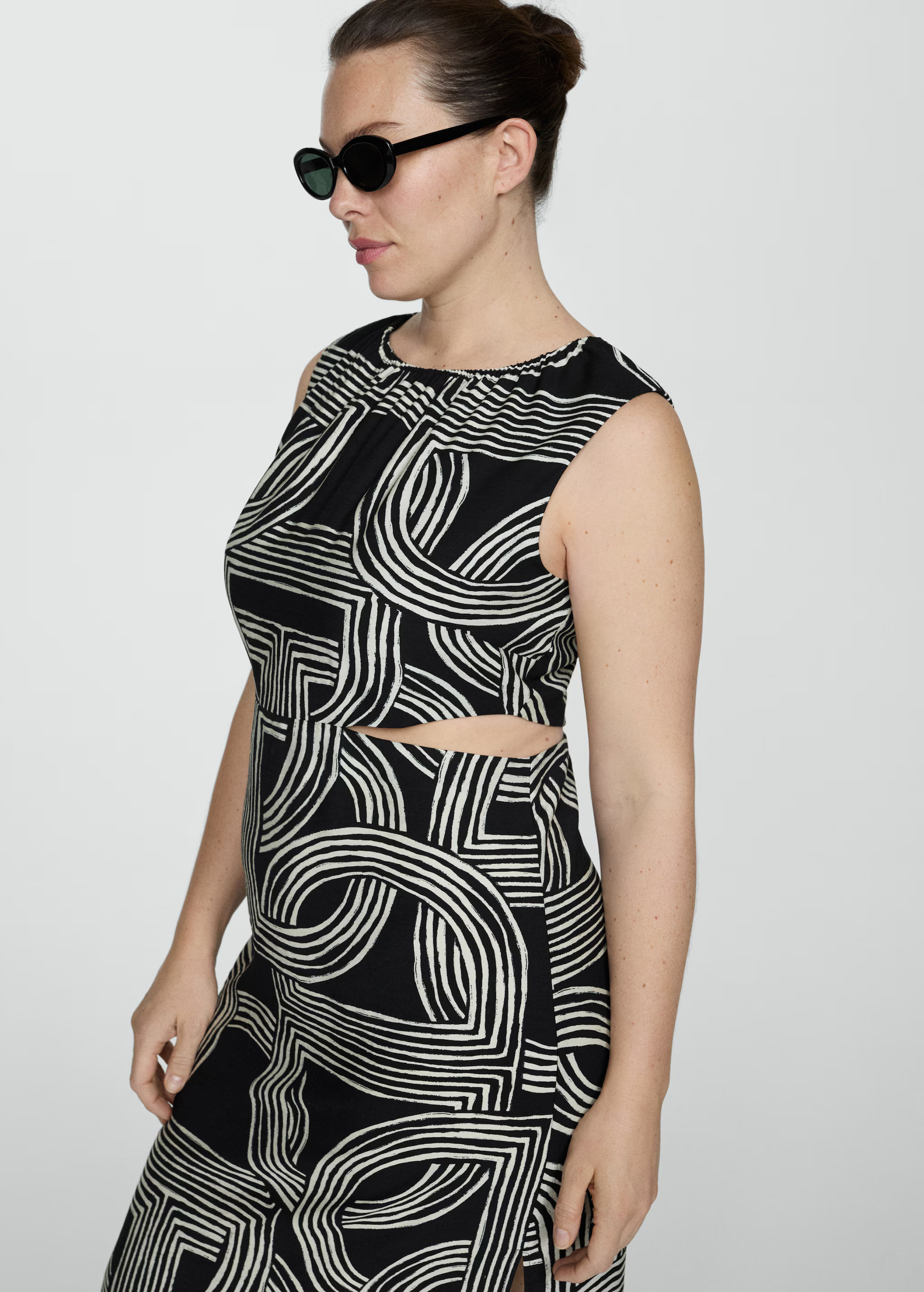 Printed dress with openings | MANGO (US)