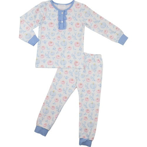 Pink And Blue Floral Print Pumpkin Pajamas - Shipping Early October | Cecil and Lou