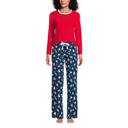 Women's Tall Knit Pajama Set Long Sleeve T-Shirt and Pants | Lands' End (US)
