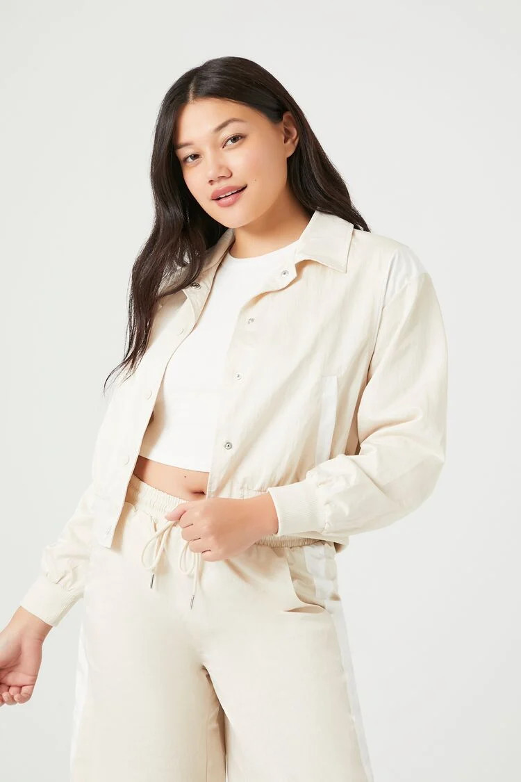 Side-Striped Cropped Bomber Jacket | Forever 21