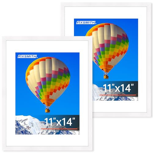 FIXSMITH 11x14 Picture Frame, White Photo Frame with HD Plexiglass, Display Pictures 8x10 with Mat or 11x14 Without Mat, Picture Frames Collage for Wall Display, 2 Pack | Amazon (US)