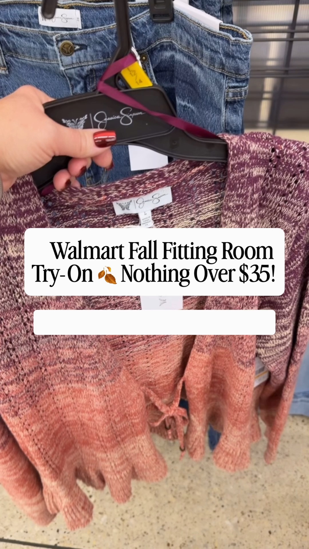 Walmart fall fitting room try on! Large sweaters. Prefer an XL in the cable knit sweater. Large fleece jacket. Large hoodie. Large denim vest but need an xxl, at least! Size 14 jeans and both styles. Would prefer the short length in the flare jeans. ￼

#LTKMidsize #LTKSeasonal #LTKOver40
