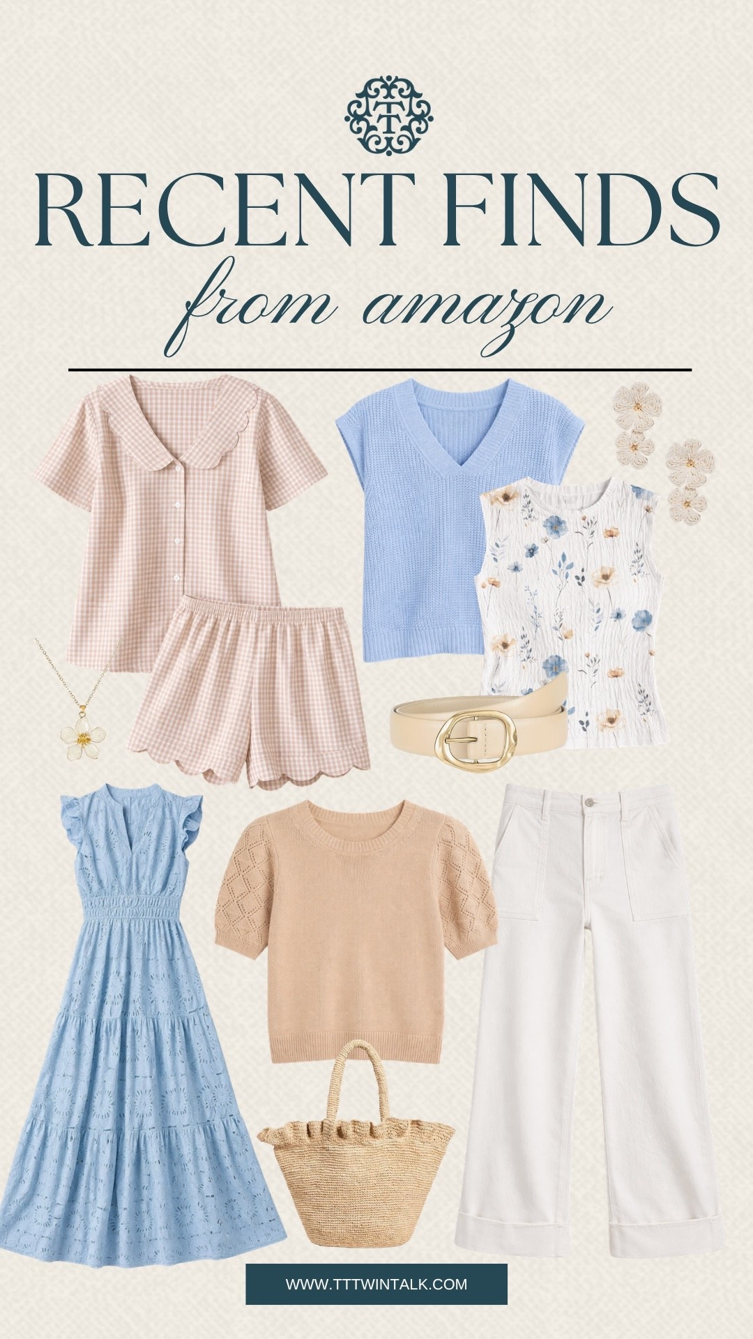Amazon has so many pretty finds right now, and this soft blue and neutral edit is such a good one. We love the gingham set, blue dress, white pants, and woven tote for easy summer outfits. These pieces would be great for lunch, errands, vacation, or weekend plans.

#LTKootd #LTKgrwm #LTKdayinmylife