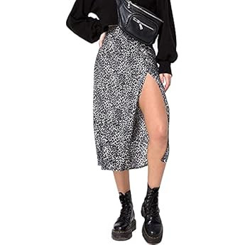 Leopard Print Midi Skirt Slit | Amazon (US)