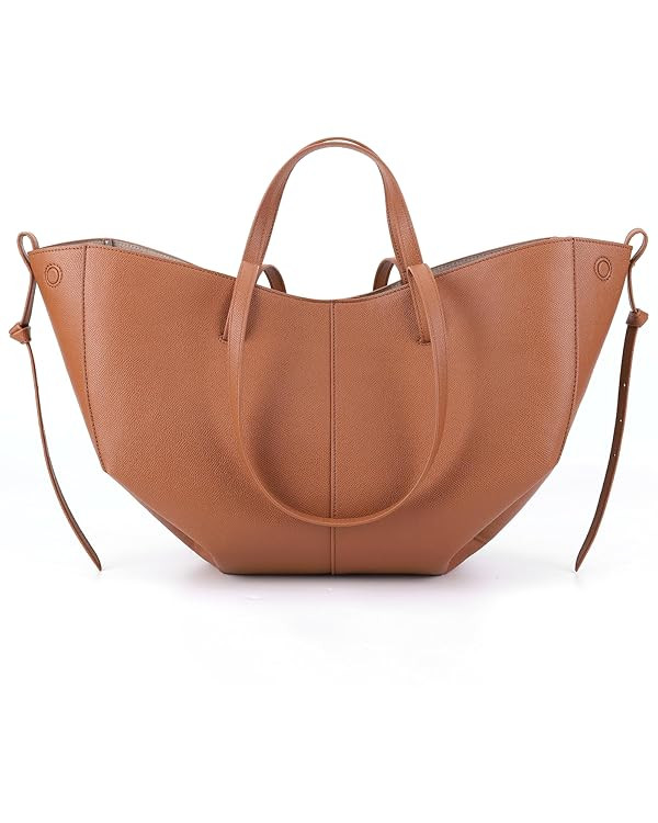 Vegan Leather Tote Handbag Large Capacity Top-handle Purse Shoulder Bags for Woman Trendy Tote To... | Amazon (US)