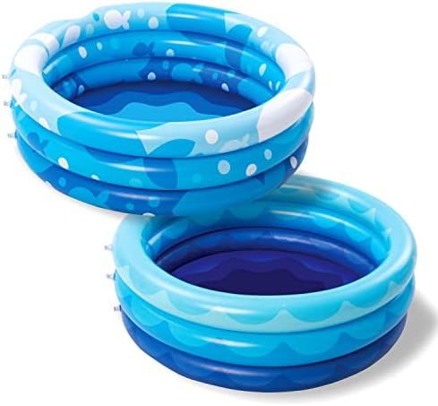 2 Packs 34" X 10" Inflatable Kiddie Pool Set, Blue Pattern Baby Pool Kids Swimming Pools, Summer ... | Amazon (US)