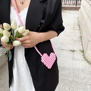 Heart Beaded Mini Crossbody Bag | YesStyle Global