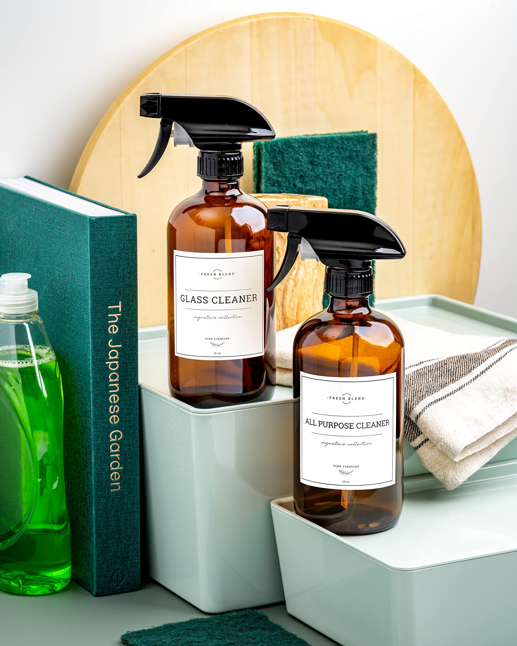 Vine Creations Amber Glass Spray Bottles, 2 Pack Glass Refillable Bottles for Cleaning solutions,... | Amazon (US)