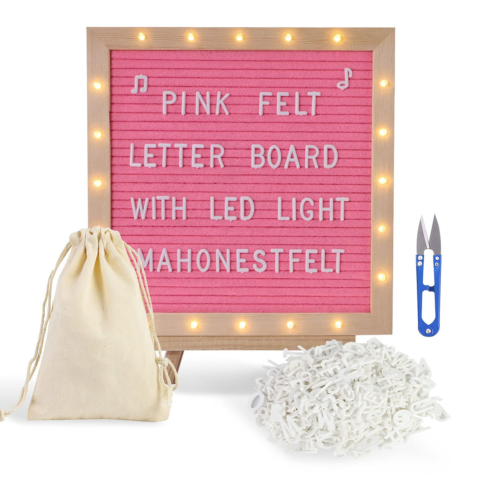 Pink Felt Letter Board with Stand, Built-in LED Lights With Tripod Stand and Wall Mount Hanger fo... | Amazon (US)