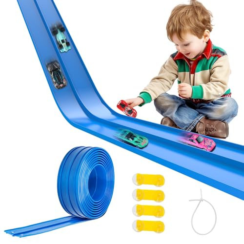Flexible Race Car Track for Kids 15 Ft Flex Tracks Starter Set Compatible Toy with Suction Cups Compatible with Diecast 1/64th Cars, Long Kid Cars Ramp with Suction Cups for Indoor & Outdoor Ages 3+ | Amazon (US)