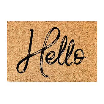Canty Hello Black Rectangular Outdoor Doormat | JCPenney