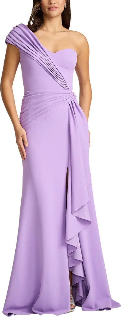 Ruffle One-Shoulder Crepe Gown | Nordstrom