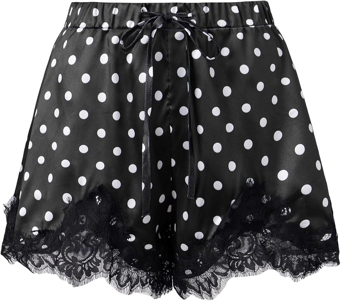 FeMereina Women Satin Silk Lace Shorts Polka Dot Shorts Low Rise Micro Mini Short Y2k Going Out P... | Amazon (UK)