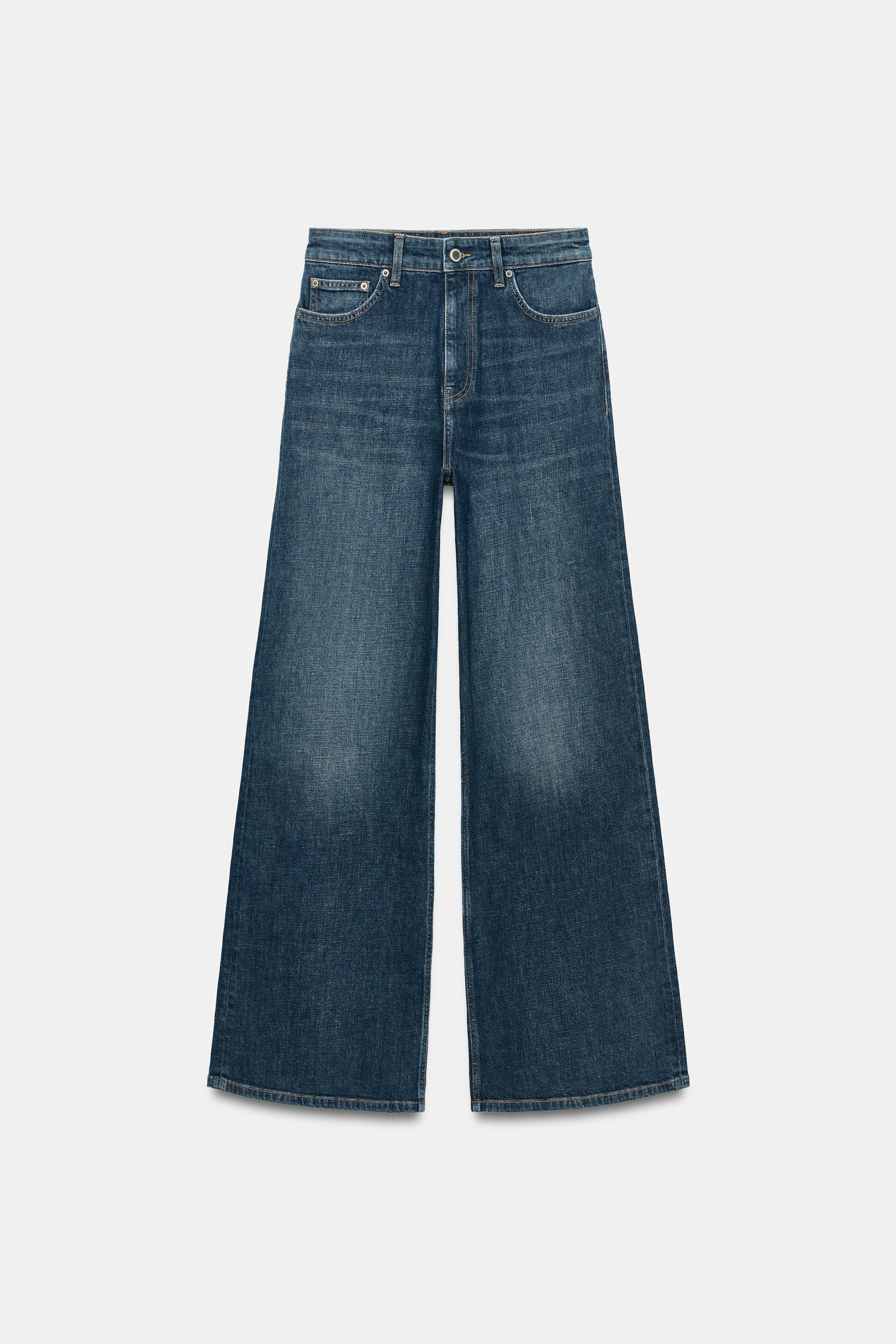 Zara - Zw Collection Comfort High-Rise Wide Leg Jeans - Mid-Blue - 32 (Us 14) - Woman | Zara US