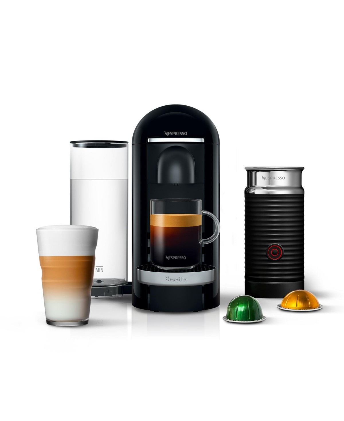 Nespresso Vertuo Plus Deluxe Coffee and Espresso Machine by Breville, Black with Aeroccino Milk Frother - Black | Macy's