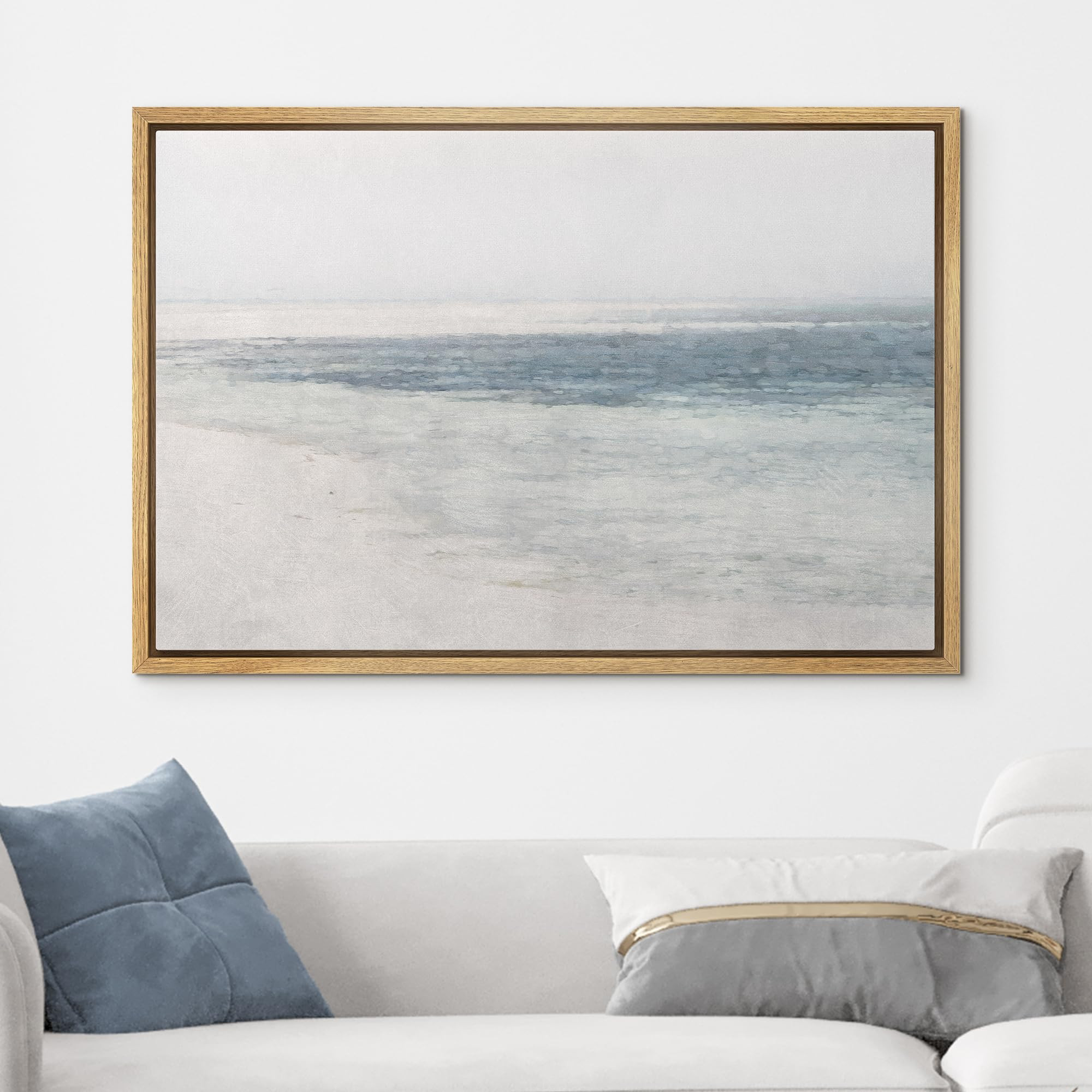 wall26 Framed Canvas Print Wall Art Misty Fog Ocean Wave Beach Nature Wilderness Illustrations Fi... | Amazon (US)