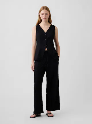 Relaxed Linen-Blend Wide-Leg Pants | Gap Factory