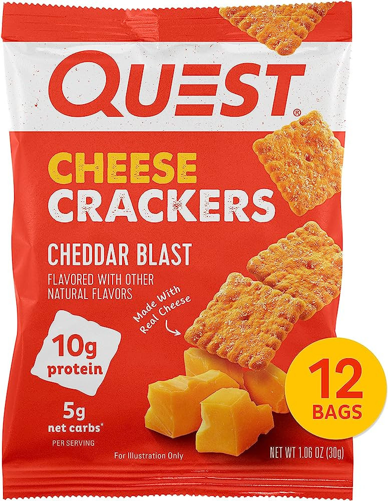 Quest Nutrition Cheese Crackers, Cheddar Blast, High Protein, Low Carb, Made with Real Cheese, 12... | Amazon (US)