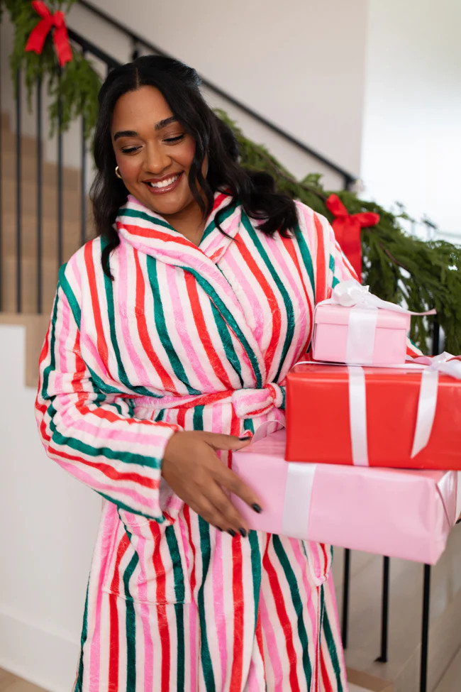 Christmas Stripes Rise and Shine Robe | Pink Lily