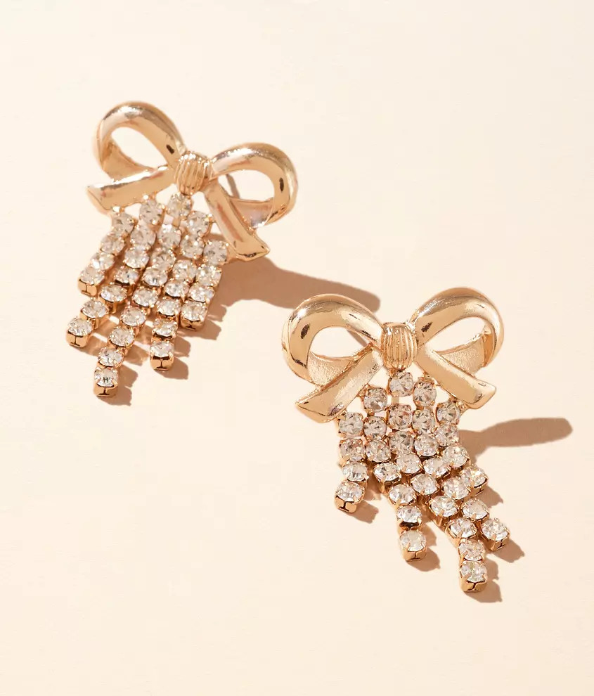 Bow Glitz Fringe Earring | Buckle