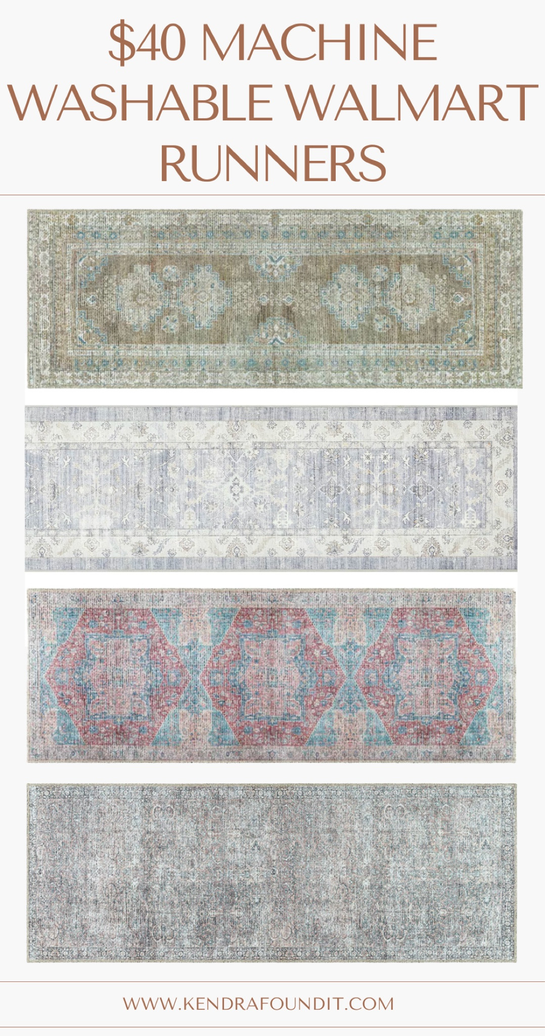 I found the BEST machine washable runner rugs at @walmart for under $40.  Do a quick Google search and you’ll see that comparable runner rugs with a rubber backing and similar vintage-style start around $150. What a steal! 

Every runner you see here is under $40, is machine washable, stain resistant, and has a modern traditional style that will work in a variety of homes. 

#WalmartPartner #walmarthome #washablerug #arearug #kitchenrug #runner #rug #moderntraditional #transitionalhome #homedecor #walmartfinds #walmarthaul #walmart #moderntraditional #viral #musthave #homedecor #decorating.  Machine washable area rug. Machine washable runners. Kitchen runners. Runners with rubber backing. Modern traditional rugs. Transitional rugs. Decorating on budget. Walmart finds. Walmart home finds. The best Walmart finds. Walmart home haul. Walmart haul. Walmart must haves.


#LTKhome #LTKsalealert #LTKunder50