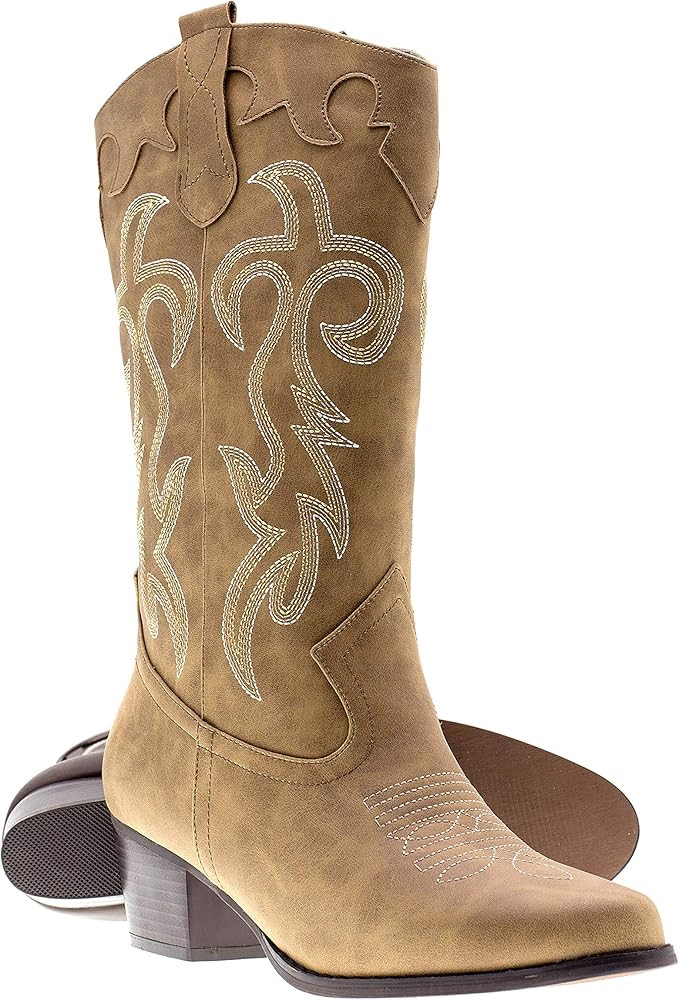 Canyon Trails Women's Classic Pointed Toe Embroidered Western Rodeo Cowboy Boots | Amazon (US)