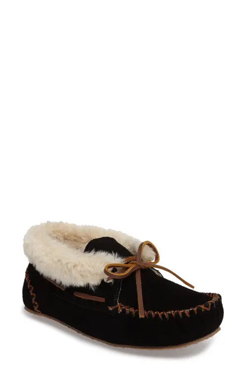 Minnetonka 'Chrissy' Slipper Bootie in Black at Nordstrom, Size 8 | Nordstrom