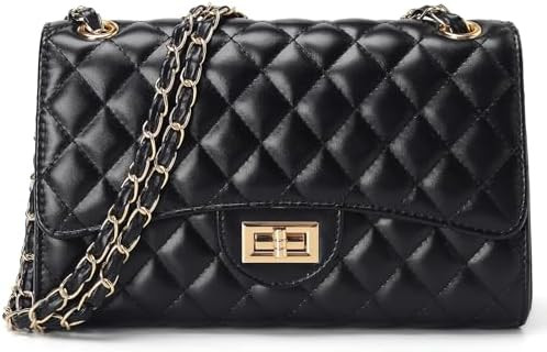 Quilted Leather Crossbody Bags for Women Trendy Ladies Shoulder Purse Satchel HandBag with Chain ... | Amazon (US)